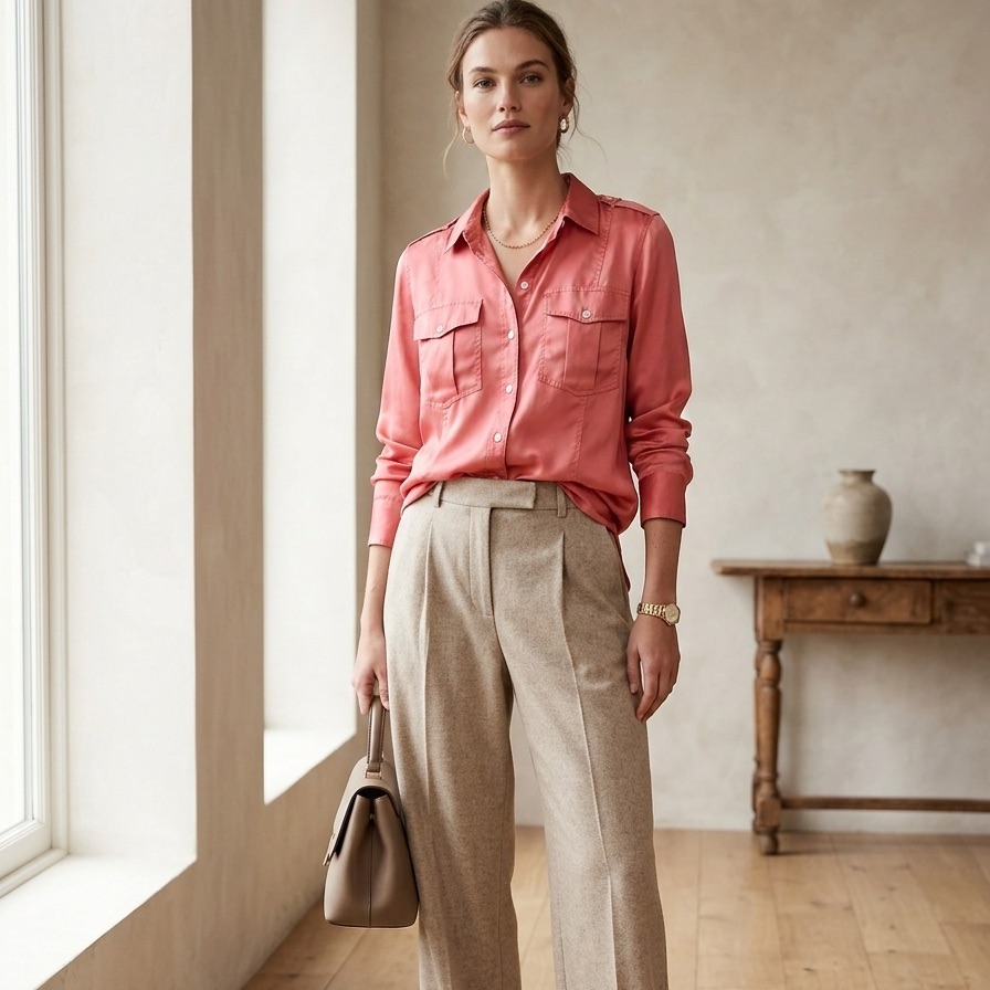 Banana Republic Heritage Collection Size M 100% Silk Coral Blouse